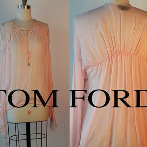 Tom Ford Pink Chiffon Romantic Poet's Blouse Top S M